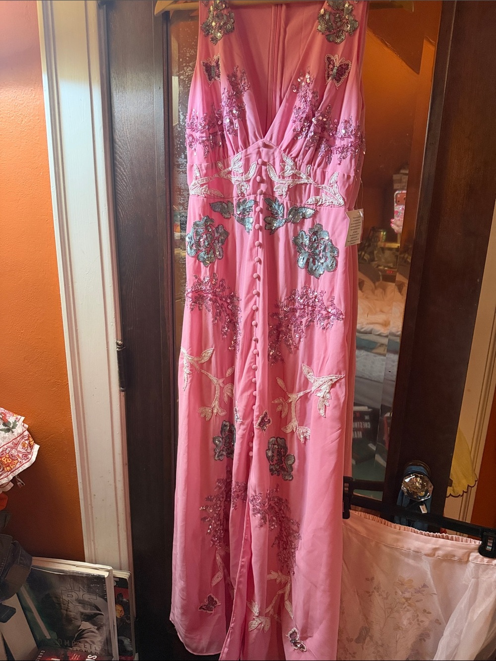 Women’s Pink Embellished Maxi Dress